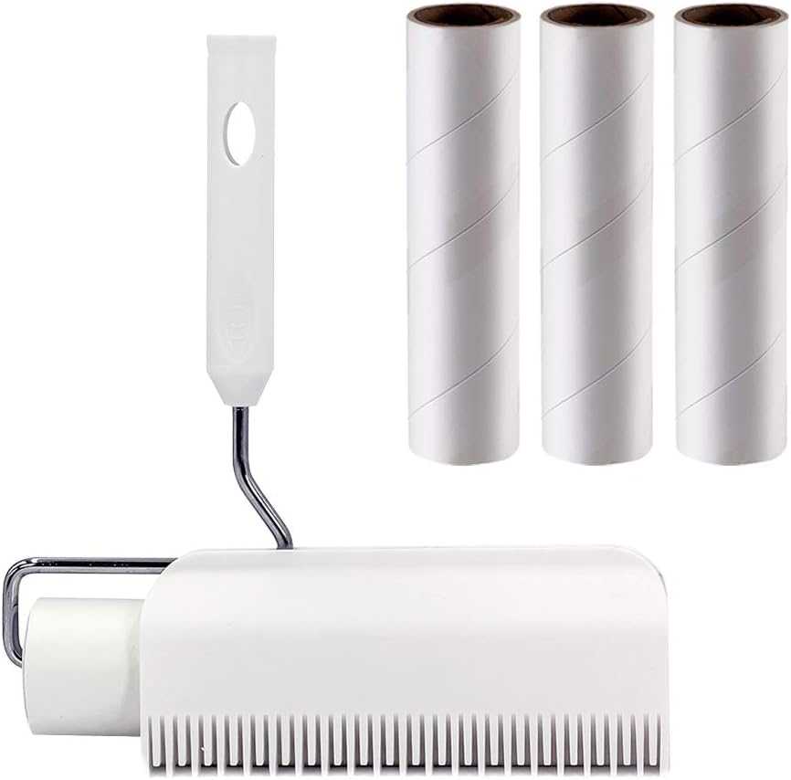 Dragon Slay 16cm Large Lint Roller with Sliding Cover for Pet Hair Removal, Extra Sticky for Cat Hair, Dog Hair, Clothes, Car Seat, Furniture, Upholstery, Carpet, 240 Sheet Set (Roller + 3 Refills)