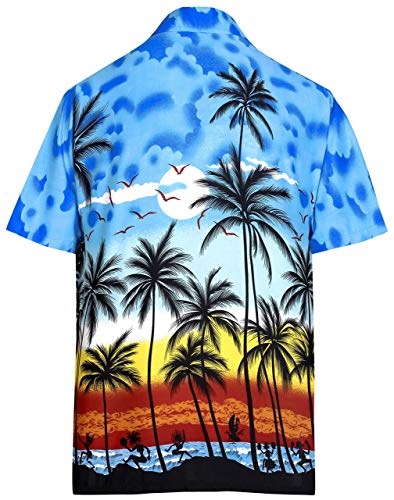 La Leela Men's Spread Collar Palm Tree Button Down Short Sleeve Hawaiian Shirt Women Long Maxi Casual Dress Work From Home Clothes Beach Shirt Men Size 7Xl Women Combo Pack Of 2 #TOP3