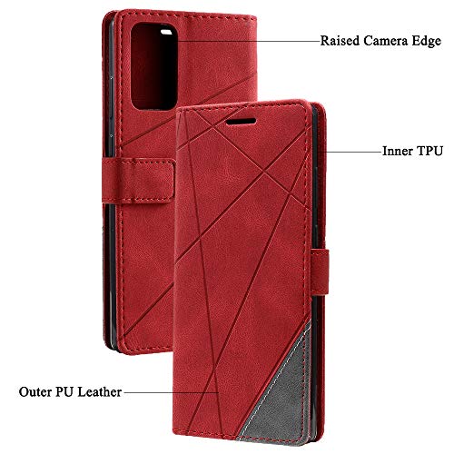 Compatible With Samsung Galaxy Note 20 Glaxay Note20 5G Wallet Case And Tempered Glass Screen Protector Flip Cover Card Holder Stand Cell Phone Cases For Gaxaly Notes 20S Twenty Not S20 Women Men Red #TOP6