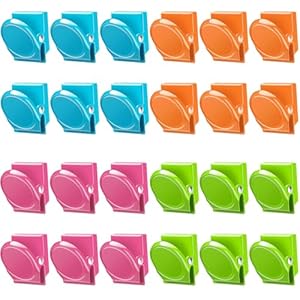 VICNOVA Magnetic Clips, 24 Pieces Magnetic Metal Chip Clips Fridge Magnets Refrigerator Whiteboard Locker Magnets Heavy Duty Clip Classroom Organization Teacher Must Haves School Supplies Accessories