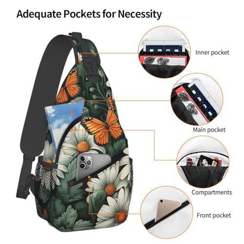 Morrales Sling con Estampado Flores para Viaje 15.3x7.2x3.5 in miniatura 4