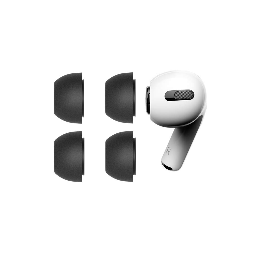 E ECSEM Memory Foam Ear Tips for AirPods Pro, 2 Pairs Anti Slip Replacement Earbuds Soft Earphone Tips Earplugs for AirPods Pro(AirPods 3) (M, Black)