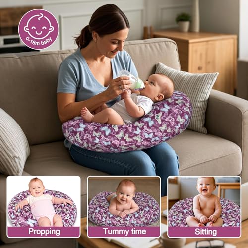 Image of x-vesolje Nursing Pillow, Breastfeeding Pillow with Removable Cover, Ergonomic Breast Feeding Pillow, Baby Feeding Support Pillow for Mom Easier Breastfeeding- Original Size /Butterfly