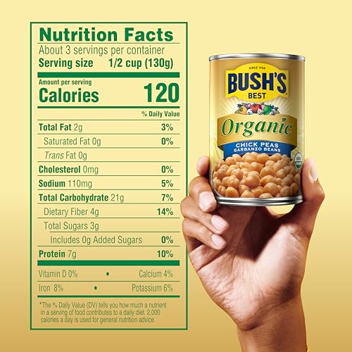 Image of Bush's Best Organic Garbanzo Beans, 15 oz, (Pack of 12)