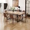 7 piece dining table set for 6modern 71 rectangle wood dining table and fabric dining chairs 6kitchen table and chairs for 6ideal for kitchen dining room  urban country home decor