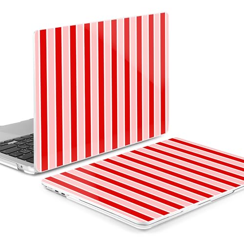 Image of MEEgoodo Case for M5 /M4 /M3 /M2 MacBook Air 13 inch 2026 2025 2024 2022, Fit Model A3449 /A3240 /A3113 /A2681, Case Compatible with MacBook Air 13.6-inch, Red&White Stripe