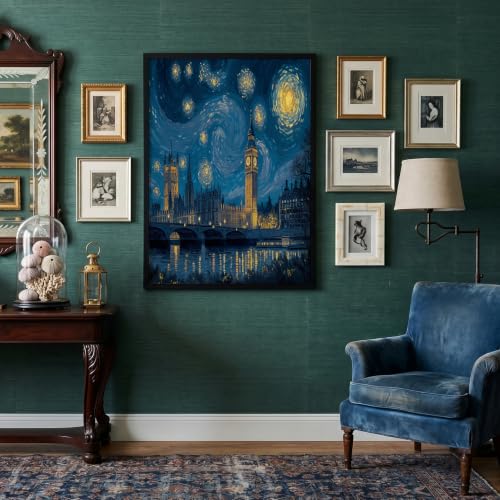 Tableau salon style impressionniste paysage de Londres toile 80x120cm