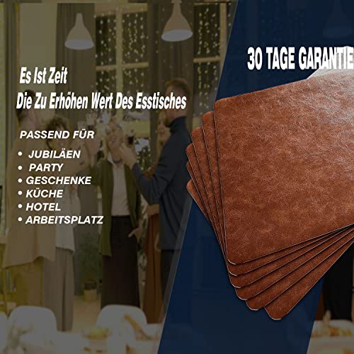Set de table en cuir synthétique lavable et antidérapant marron