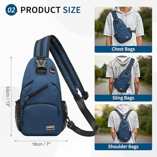 Convertible Sling Bags for Women Men, Lightweight Crossbody Backpack Daypack Fit for 7.9" Tablet for Casual Travel Sport Hiking (Dark Blue) - Image 4