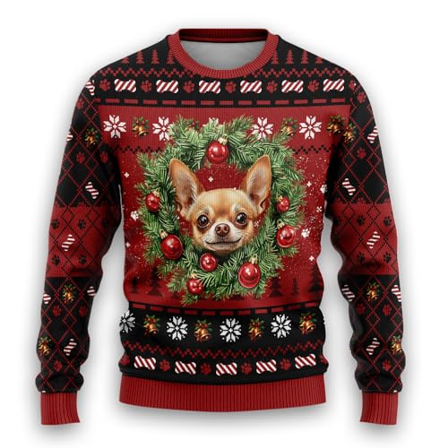 Dog Ugly Christmas Sweater for Women - Sweatie Dog Mens Ugly Christmas Sweatshirt Crew Neck Xmas Holiday Shirts