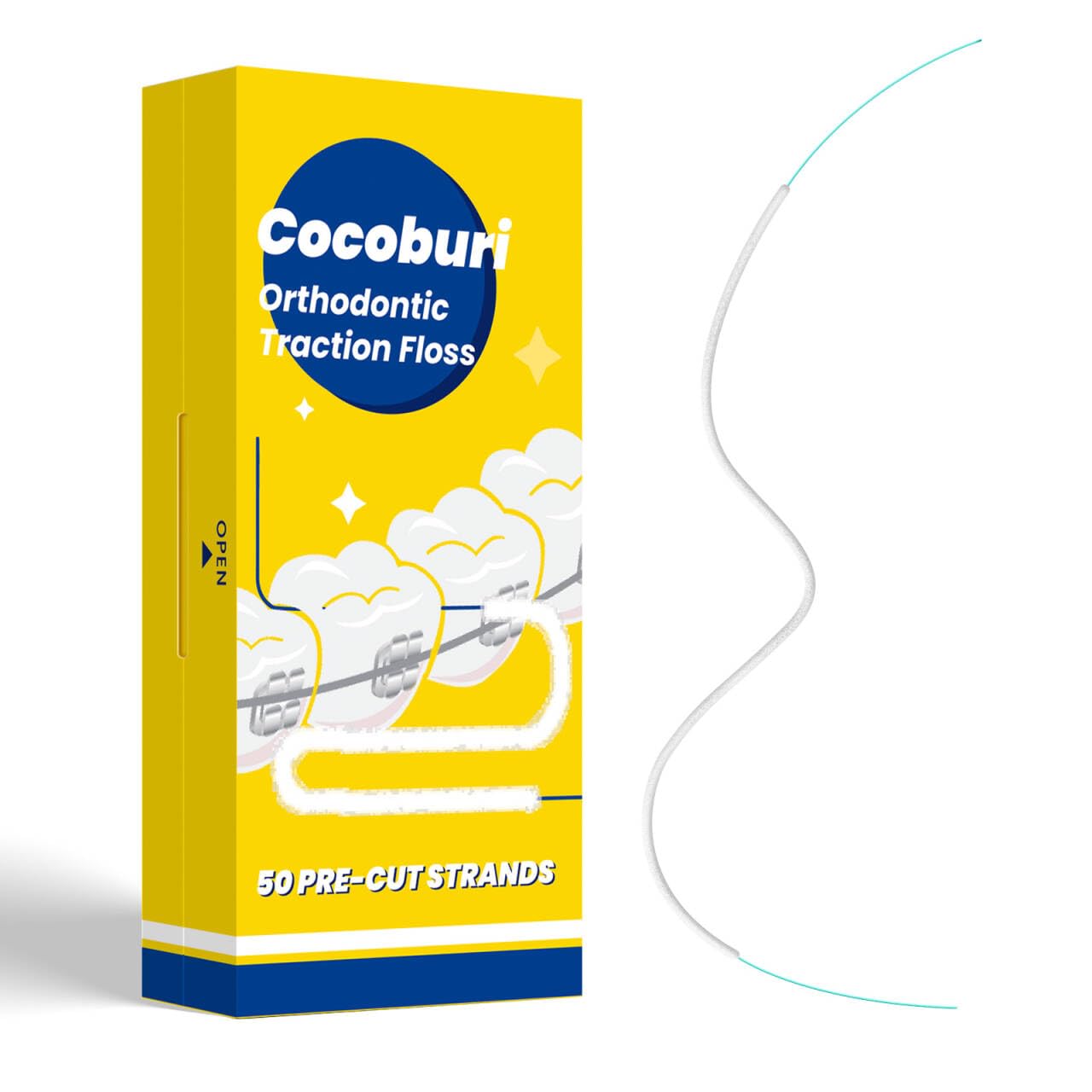 COCOBURI Dental Floss for Braces,Pre-Cut Strands Floss,Threaders for Bridges,Threaded Floss for Braces & Bridges,50 Counts