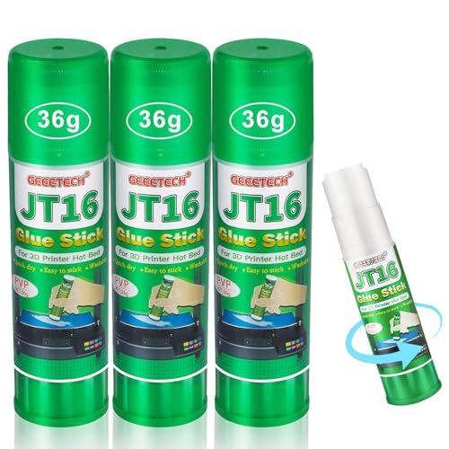 GEEETECH 3D Drucker Klebestift 3d Drucker Kleber 3er Pack (JT16) Perfekte 3D Drucker Haftung der First Layer Wasserlösliche Formel Kleber für 3D Druck Kompatibel mit PLA ABS PETG Filament