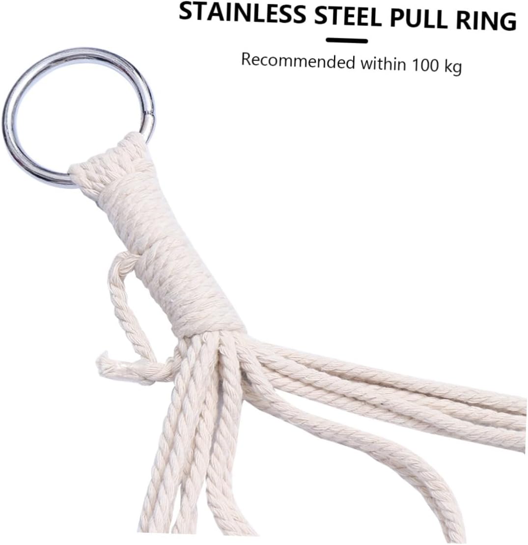 Zerodeko Portable Cotton Rope Hammock Swing with Wood Spreaders, Single Hanging Chair for Indoor Outdoor Camping, Includes Carry Bag and Heavy-Duty Hanging Ropes