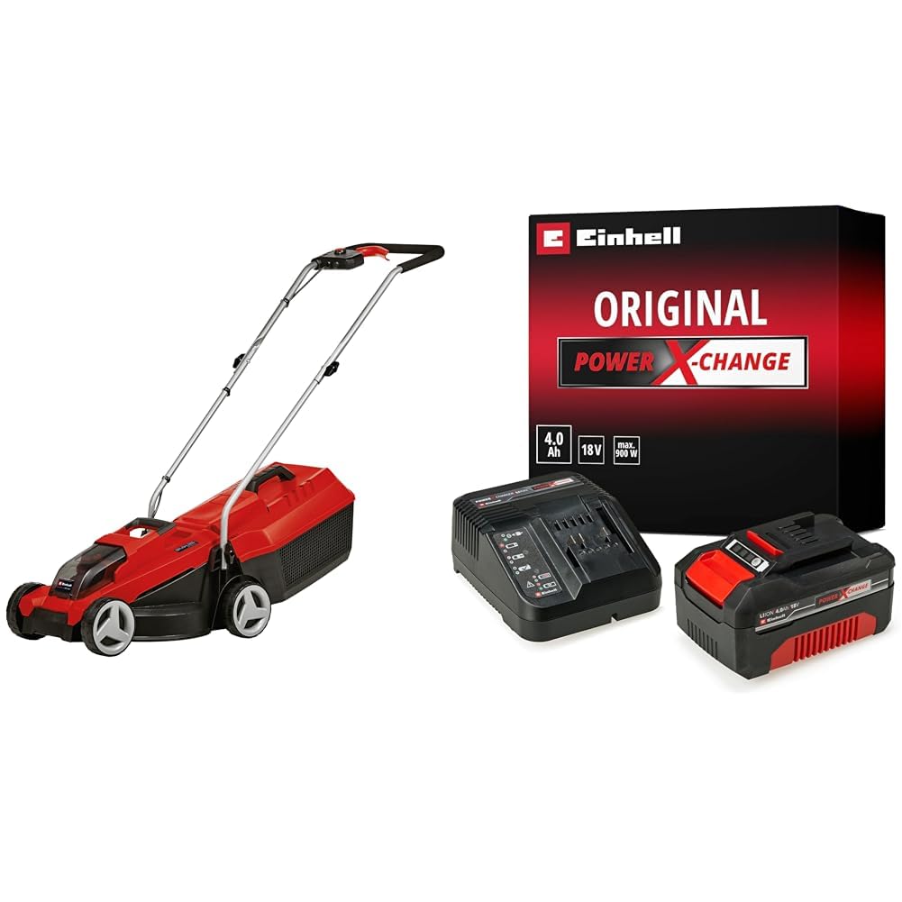 Einhell GE-CM 18/32 Li - Solo, Akülü Çim Biçme Makinesi + Einhell 18V 4,0 Ah PXC Starter Kit, Akü & Şarj Cihazı