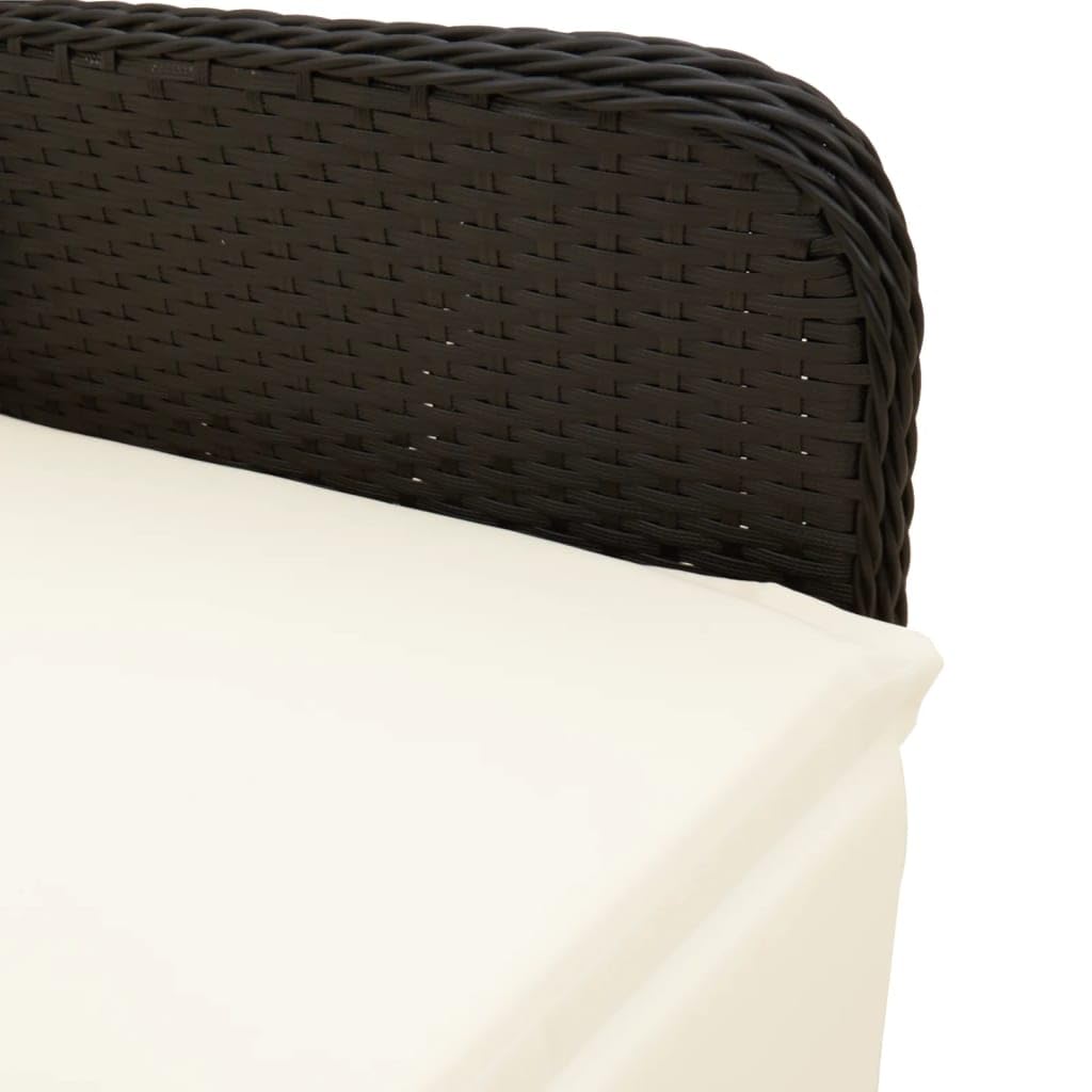 Poltrone reclinabili da giardino cuscini 2 pz rattan sintetico nero sedie da esterno resistente alle intemperie, poltrone per terrazze nere con poggiapiedi
