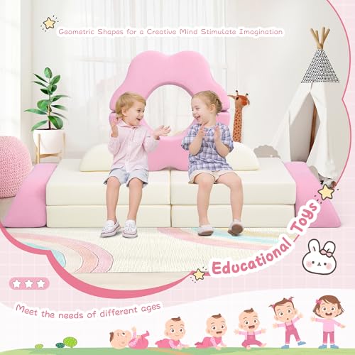 Modular Kids Play Couch for Boys and Girls (Pink)
