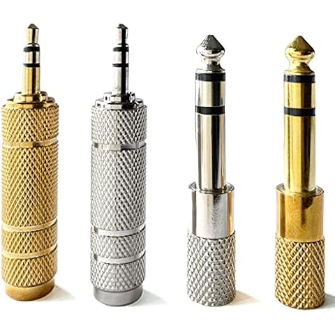 XCOZU Headphone Adapter Jack, 4pcs Headphone Jack Converter 6.35 mm (1/4 Inch) Male to 3.5 mm (1/8 Inch) Female, Audio Stereo Plug Adapter 3.5 mm (1/8 Inch) Male to 6.35 mm (1/4 Inch) Female Cover