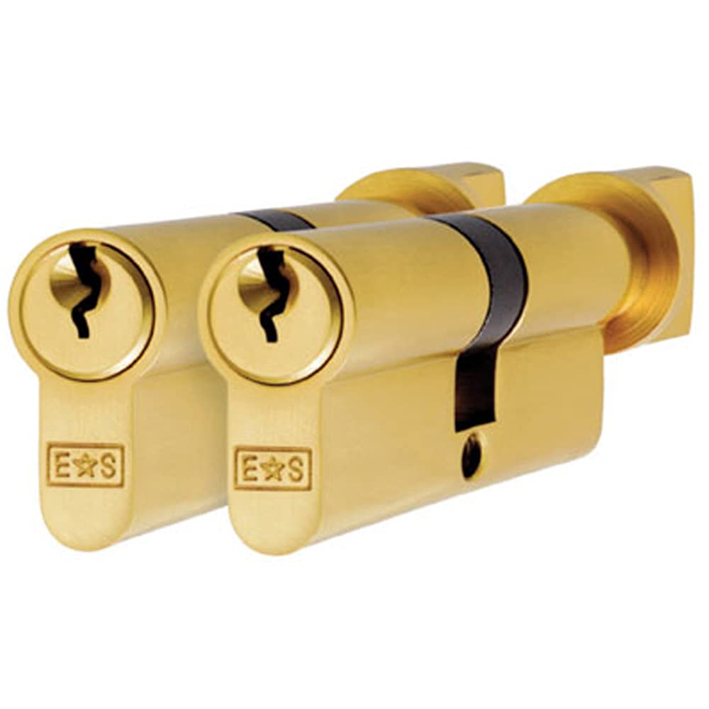 Loops Polished Brass 70Mm Euro Cylinder & Thumbturn Lock - Keyed To Differ - 5 Pin - | Locking Key Barrel - External Door Security - Standard Cylinder - Keyed Alike, Keyed To Differ Or Master Key Options