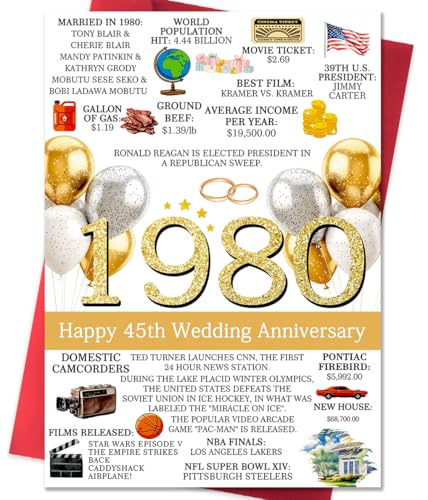 45th Anniversary Card for Men Women, Unique Gifts Idea for 45 Years Wedding Anniversary Day,Romantic 45th Card Ideas Gifts for Couple Husband Wife