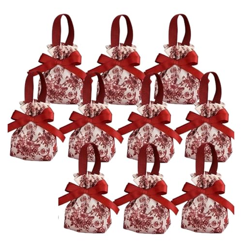 Boîtes à dragées pour mariage et rangement de bijoux | Pochette cadeau en toile rouge