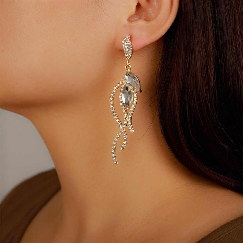 Sither Long Crystal Earrings for Women Dangling Crystal Pendant Earrings Vintage Drop Earrings Jewelry for Halloween Christmas Gift - Image 2