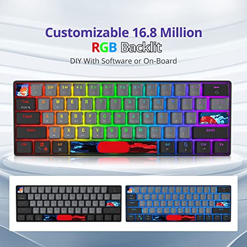 Image of Protable 60% Percent Gaming Keyboard Mechanical, Mini Compact RGB Backlit 61 Keys Wired Office Keyboard with Red Switch for Mac /Win (Dolch /red Switch)