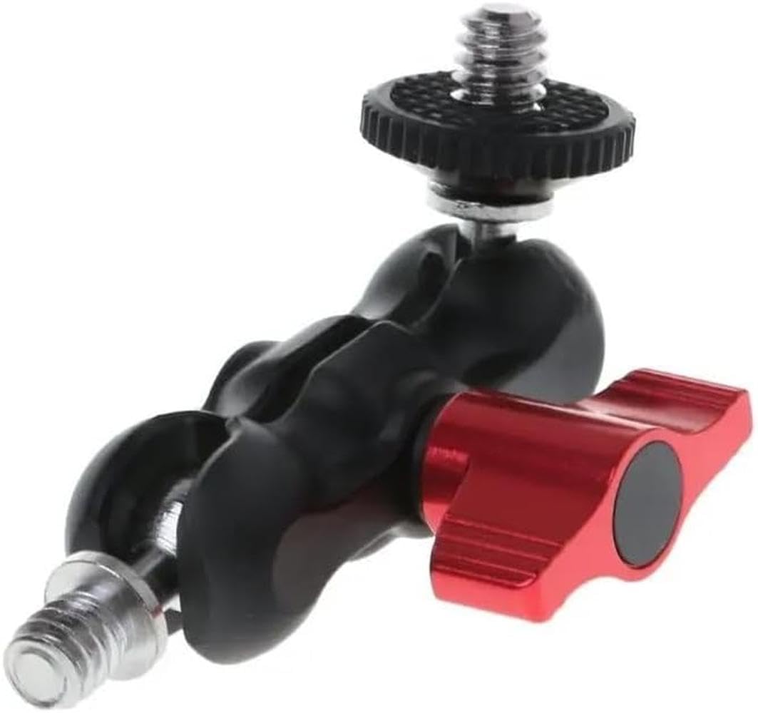 Reflex Camera Double Ball Head Clamp Mount Adapter Magic Arm – 360 Degree Rotation, Aluminum Alloy, 1/4"-20 Thread, Lightweight & Durable
