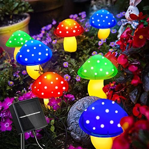 SIMSPEAR 8 Modes Solar Lights Outdoor Garden, Mushroom Solar Garden