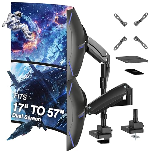 AVLT Dual 57 Inch Heavy Duty Stacking Monitor Arm Pole...