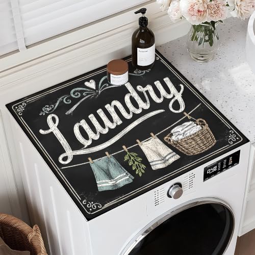 Image of Washer and Dryer Topper for Top,23.6 inch x 19.7 inch Washer Dryer Countertop Mat, Waterproof & Anti-Slip Dryer Top Protector Mat (Laundry Chalkboard, 23.6x19.7inch)