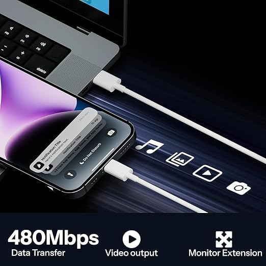 Image of Type C to Lightning Fast Charging Cable Compatible with iPhone 14 /14 Pro / 14 Pro Max / 13 /13 Pro / 13 Pro Max / 12 /11 /XR /XS /X /8 Series.