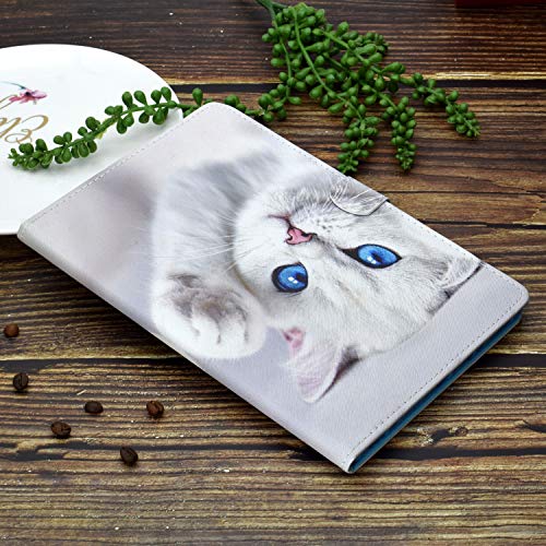 Coque iPad 10.2 Chat Blanc, Housse Protection Tablette Idéale pour la Lecture et le Train
