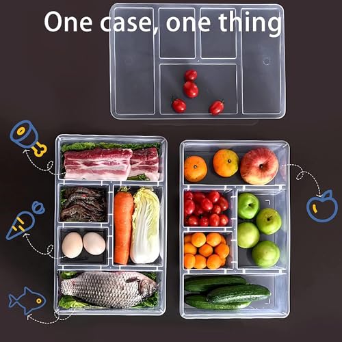 Image of Shuttle Art Fridge Organiser Storage Boxes | 5 Compartment Bin | Freeze Storage Box Container | For Serving Cut Fruits, Snacks, Vegetables, & Mukhvas
