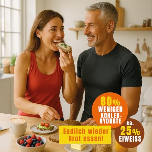 Marcel's Keto Brot – Goldenes Saatenbrot (400g - für 1 Brot) | LowerCarb Brotbackmischung mit 80% weniger Kohlenhydraten | Vegan, high Protein & Sauerteig | Ofenfertig in 1 Minute