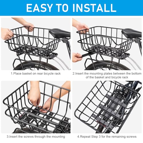 CXWXC Rear Bike Basket – Bicycle Rear Basket with Cargo Net