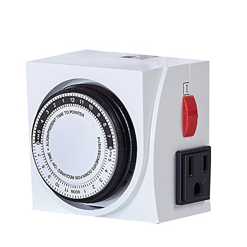 TopoGrow Analog 24 Hour Plug in Dual 110V Heavy Duty Electrical Outlet Grounded Hydroponic Grow Light Timer(Analog Timer)