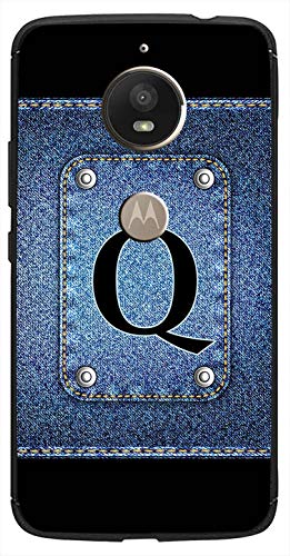 Image of Amazon Brand - Solimo Designer Button Jeans Alphabet-Q Printed Soft & Flexible Hybrid Back Case Mobile Cover for Motorola Moto E4 Plus