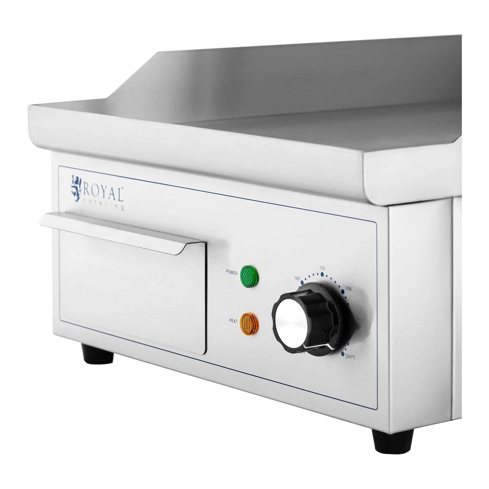 Royal Catering RCPG45-S - Padella elettrica 350 x 380 mm, piatta, 2000 W, griglia elettrica con parte superiore elettrica, griglia elettrica e piano cottura (acciaio inossidabile, ghisa)