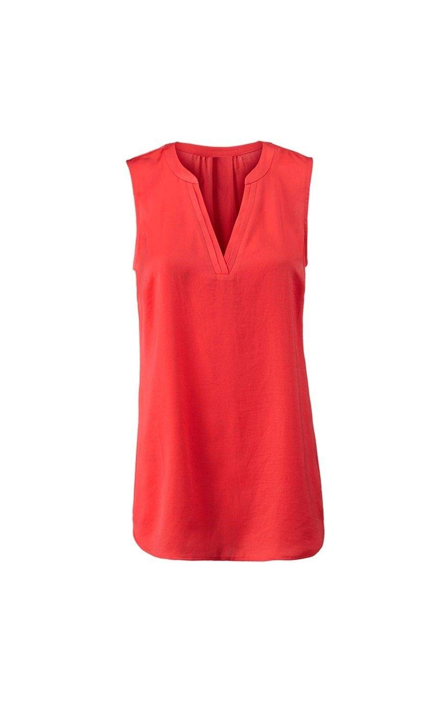 cabi Rose Hibiscus Red Sleeveless Silky Tank