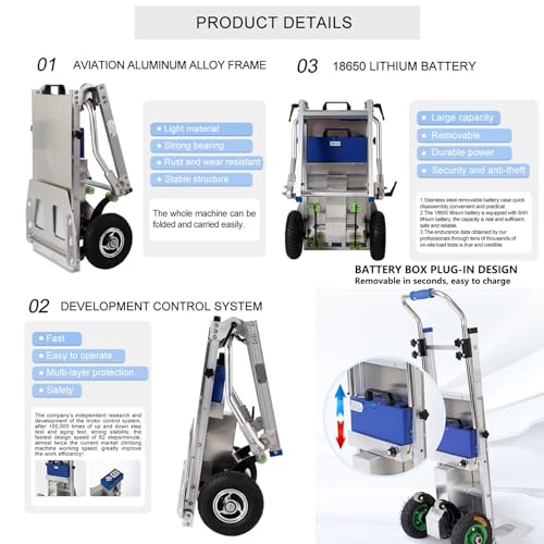 Carretilla eléctrica plegable para escaleras 485 lb miniatura 7