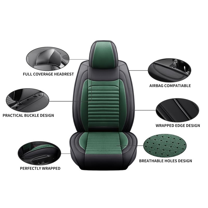 Image of Car Seat Covers Full Set Fit for Pontiac G6 2004-2010, Black&Green