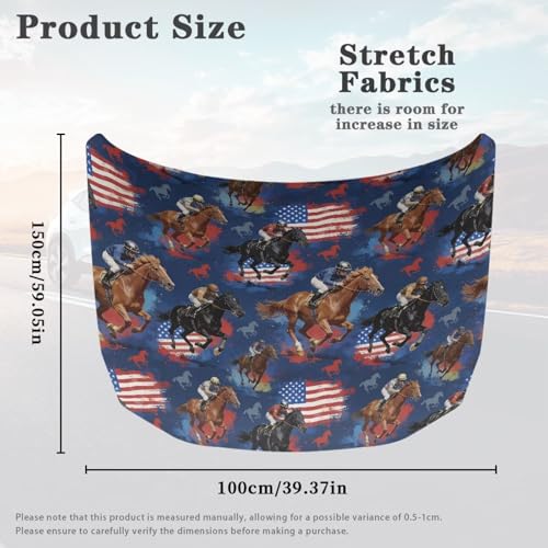 Image of Car Hood Cover Protector Waterproof Sunproof Car Hood Flag American Flag Horse Racin Auto Accessories for SUV Sedans Trucks Pickup