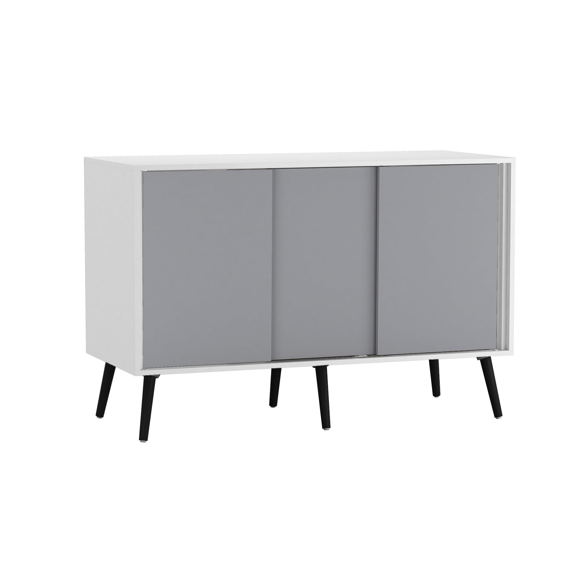 URBNLIVING 3-Door Sliding Sideboard Cabinet with Wooden Legs, Modern Cupboard, Credenza for Living Room, Dining Room or Office, Storage Organizer with Stylish Sliding Doors, Mix & Match Colour Combos
