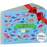 Cupkin Dinosaur Sticker Book Activity for Kids, Toddler Airplane Travel Essentials, 500+ Dino Stickers for Kids + 12 Scenes + 12 Coloring Book Pages, Dinosaur Lover Gift, Crafts Ages 2-8