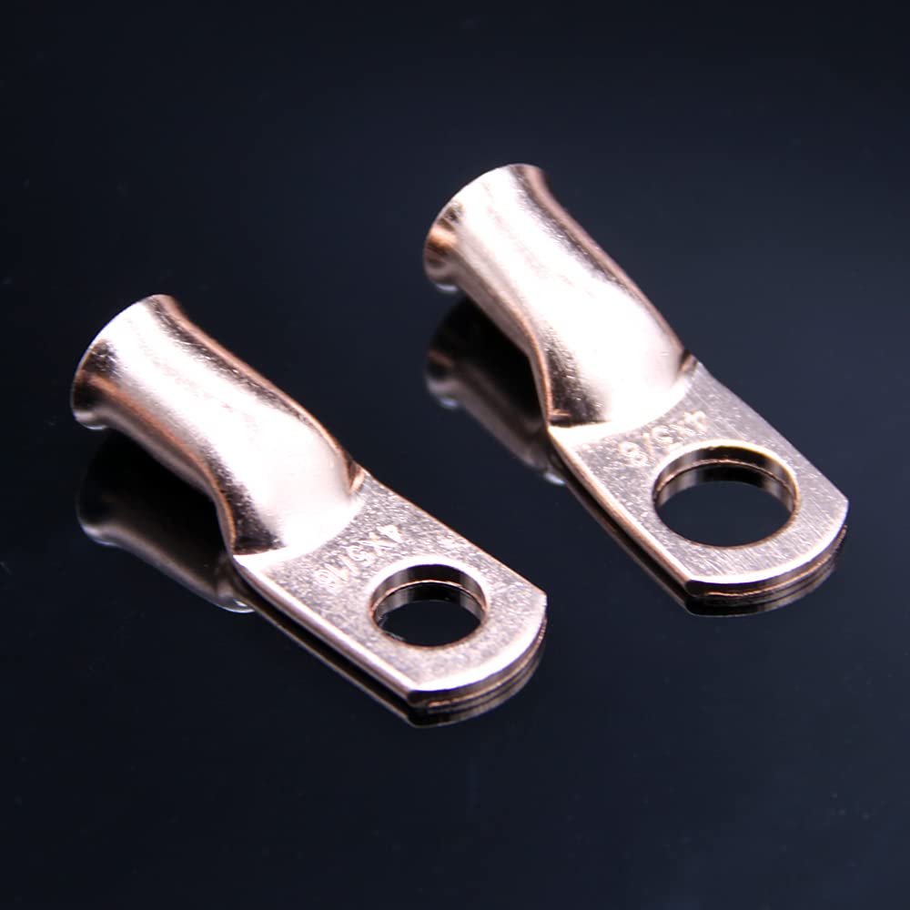 AARTERZZA 10PCS 3/8" 5/16" Electrical Wire Copper Crimp/Welding Terminals Cable Lug Eyelet Ring Connectors 1/0 AWG-8AWG Kit(4AWG,8mm)