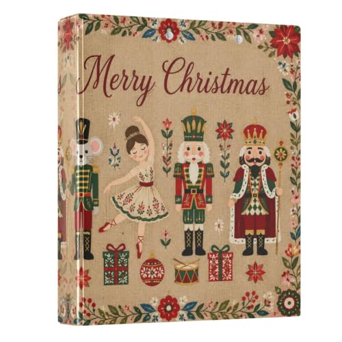 Image of 3 Ring Binder Nutcracker Ballet Christmas 1.5 inch Binders Three Ring Binders with Clipboard Fit 8.5'' x 11'' Paper 3 Interior PVC Clear Pockets for Office Supplies
