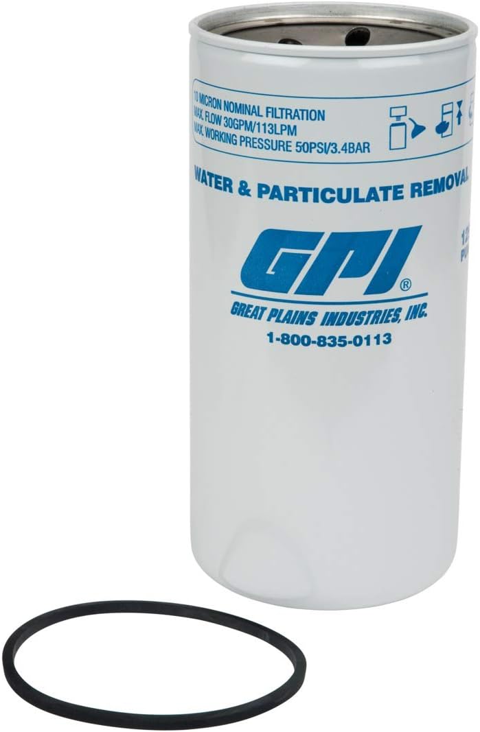 PW-30-10-1.5 Water and Particulate Fuel Filter, 30 GPM (113 LPM), 10 Micron, 1.5-16 UNF Thread (GPI Genuine Accessory 129320-02)