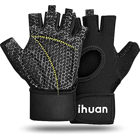 Updated 2021 Ventilated Weight Lifting Gym Workout Gloves Full Finger with Wrist Wrap Support for Men & Women, Full Palm Protection, for Weightlifting, Training, Fitness, Hanging, Pull ups Cover