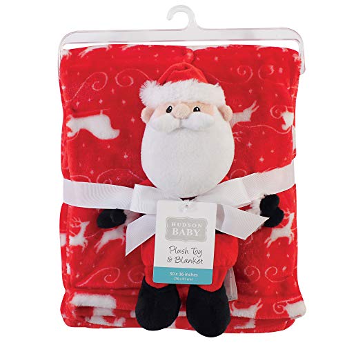 Image of Hudson Baby Unisex Baby Plush Blanket with Toy, Santa, One Size