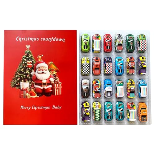 2025 年のクリスマス カー アドベント | 24日間プルバックおもちゃの乗り物 - カウントダウンカレンダー 幼児車 男の子コレクター用 リビングルーム 寝室 家族アクティビティ パーティーの記念品 冬のお祝い 幼稚園 学校